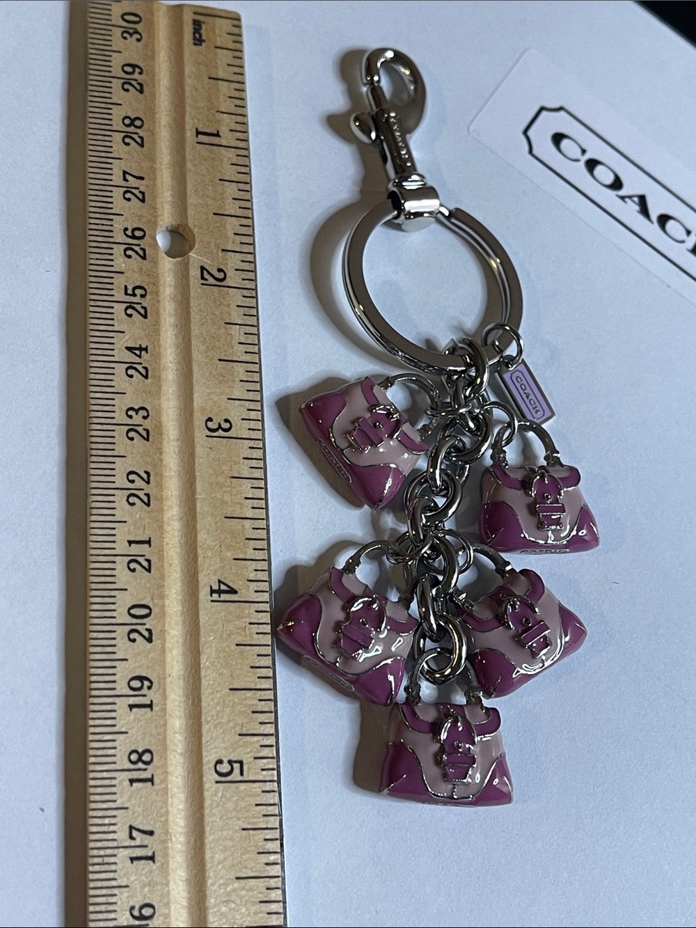 COACH Purple/Lavender Enamel Charm Keychain - Signature Handbag Charms - Picture 6 of 7